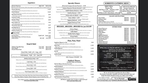 sorrento's ilion menu|sorrento's menu.